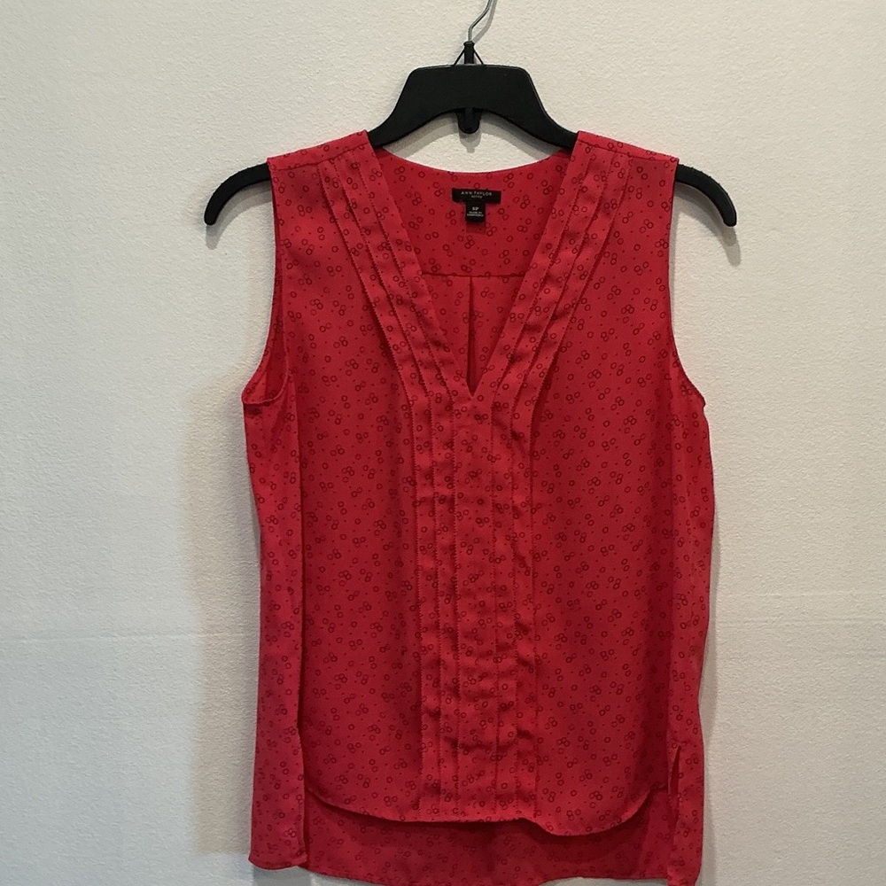 Ann Taylor Red Sleeveless Blouse